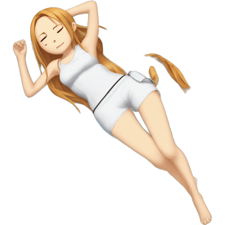 laying down sleeping full body Asuna anime sword art online one piece swim suiting  emoji