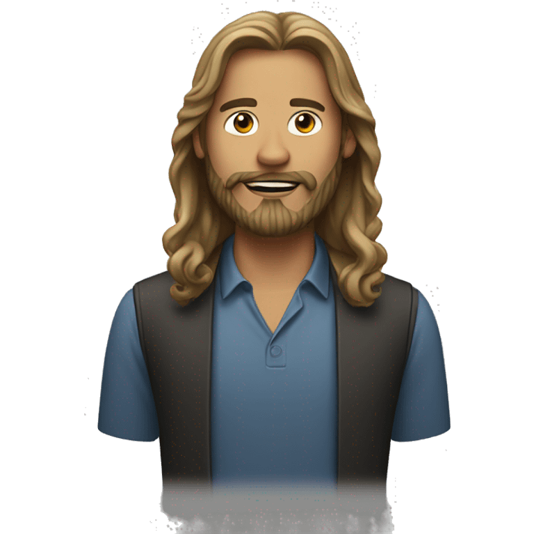 Man with long hair and beard filming emoji