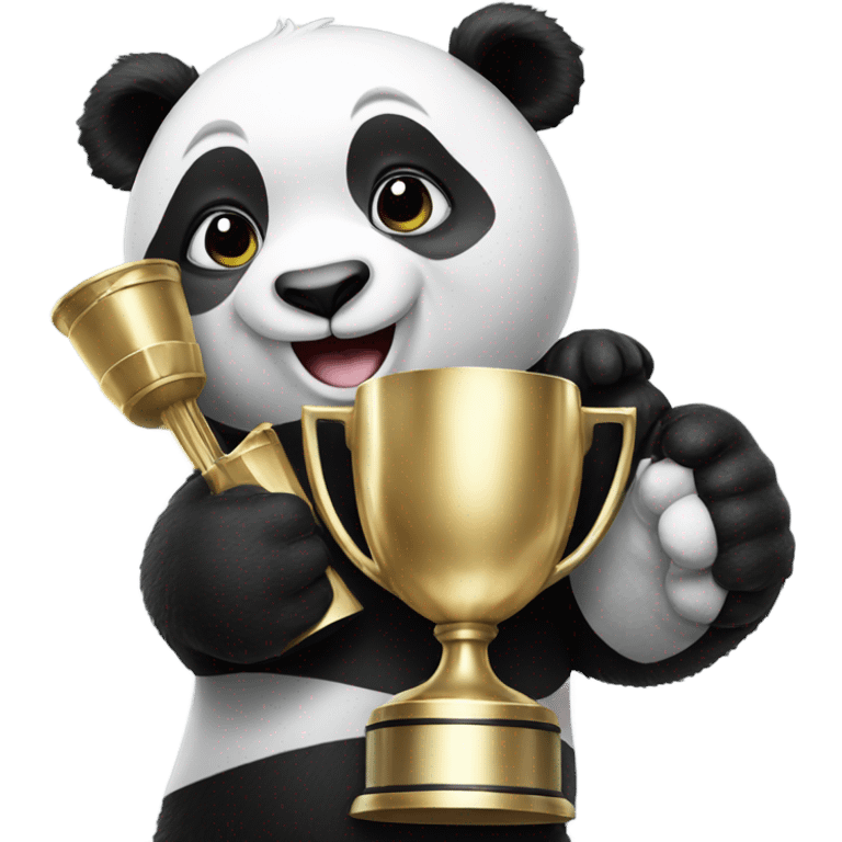 A panda holding a championship trophy emoji