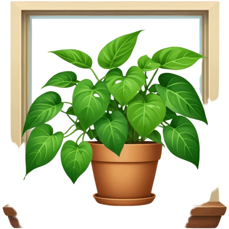 Potted Pothos plant sitting in a window emoji