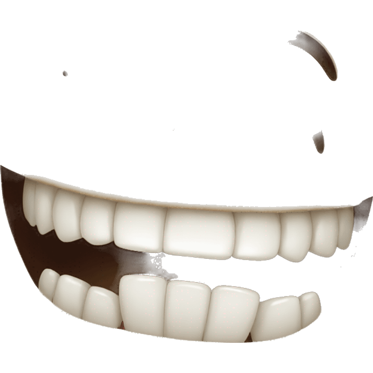 A smiley face that only has its front row of teeth showing, and is biting its entire lower lip emoji