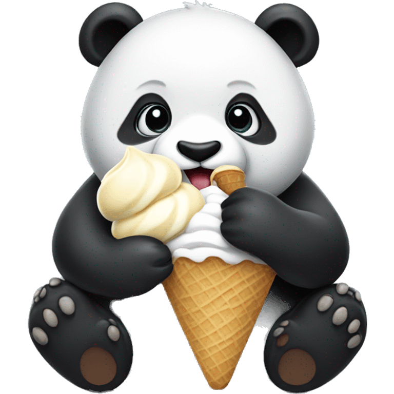 Panda eating ice cream emoji