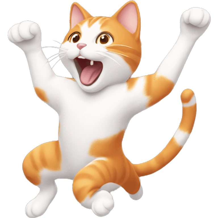 Orange and white cat jumping in the air emoji