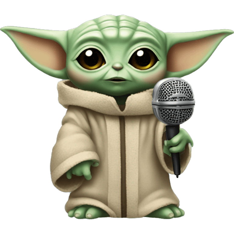 baby yoda with microphone emoji