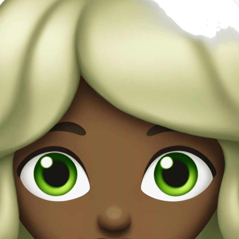 Black cury hair green eyes girl emoji