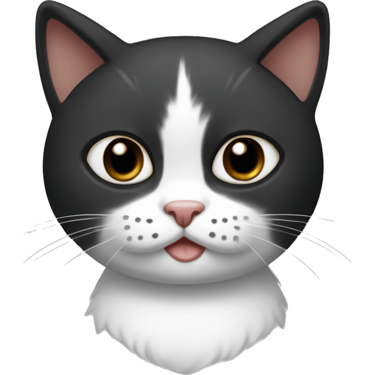 Ruxito cat with half white and half black nose and black heart with whit stomach an white front paws emoji