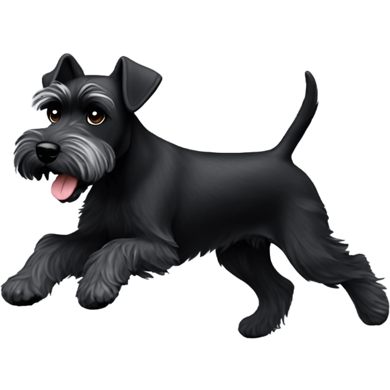 Black mini schnauzer running emoji