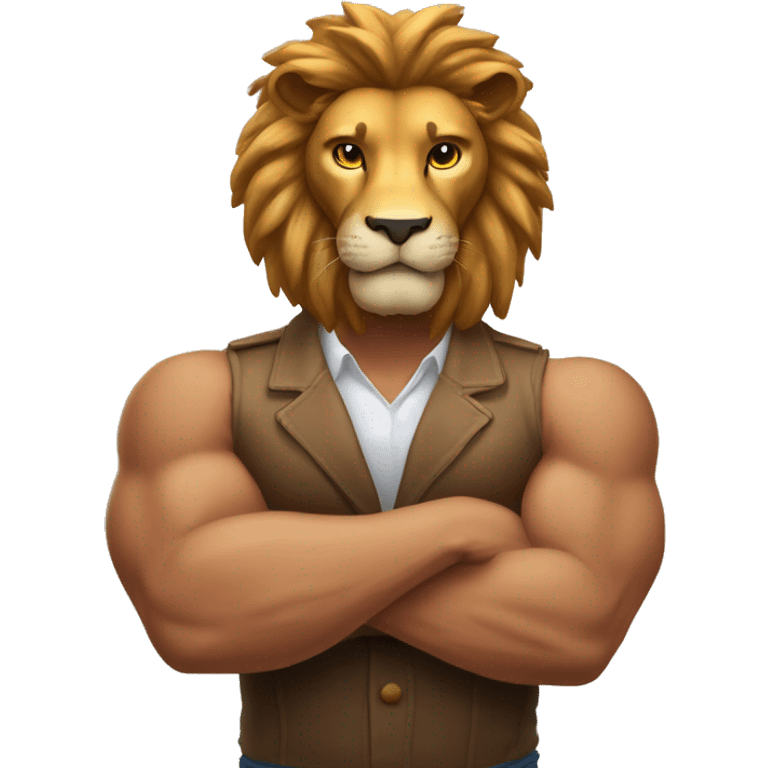 lion head -body of musculin man  hands crossed emoji