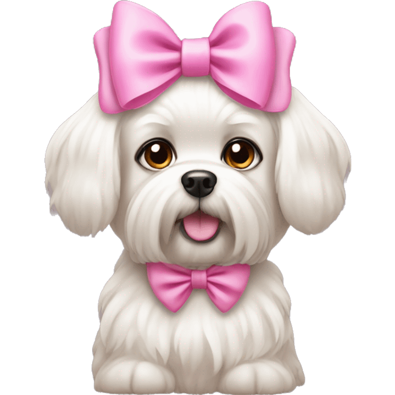 Maltezer dog with pink bow emoji