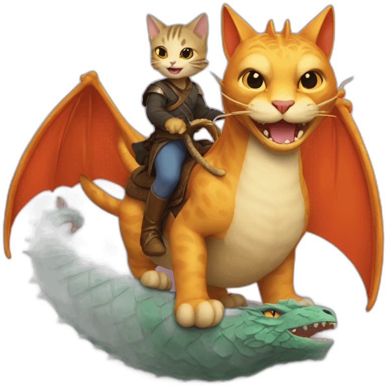 cat riding a dragon emoji