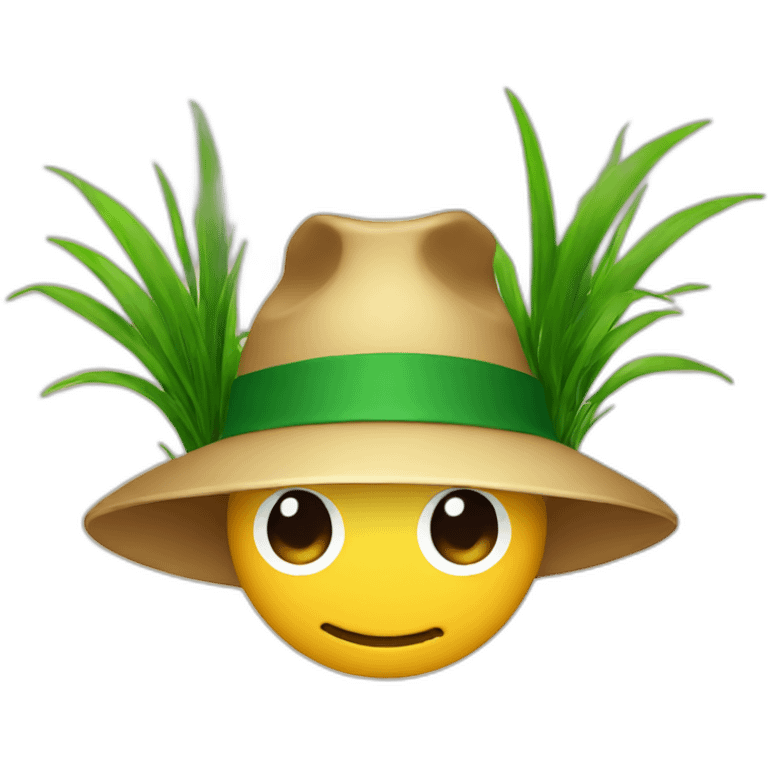 Grass-with-hat emoji