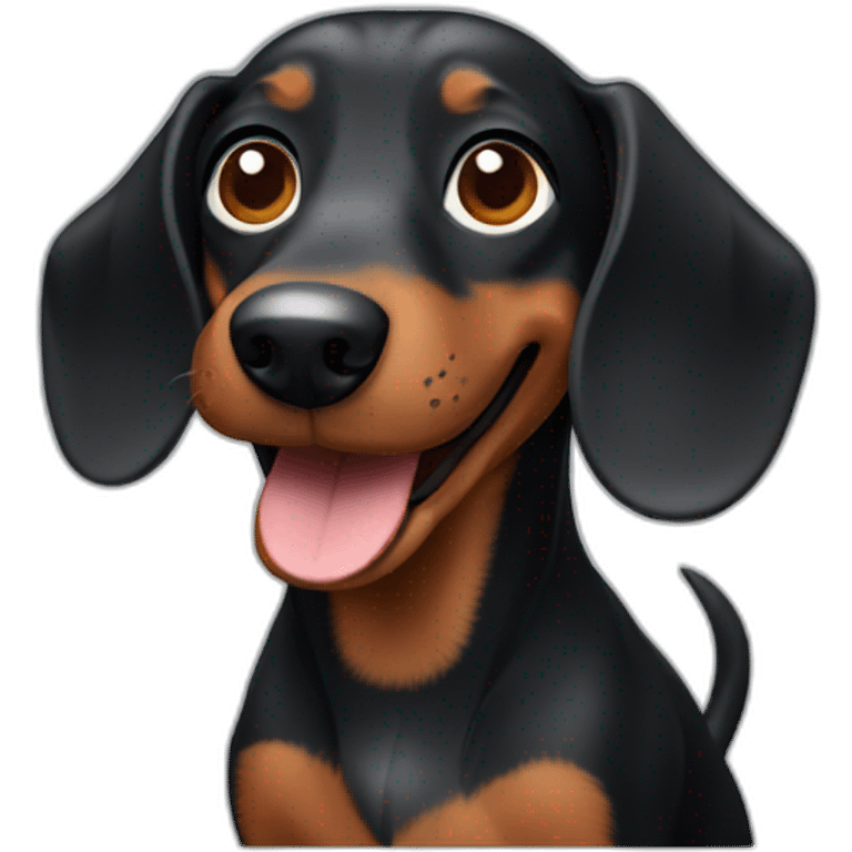 A happy black and brown dachshund dog. emoji