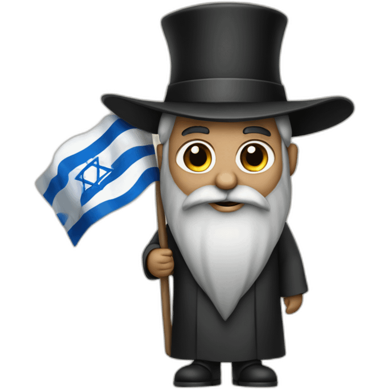 rabbin with long beard holding israel flag emoji