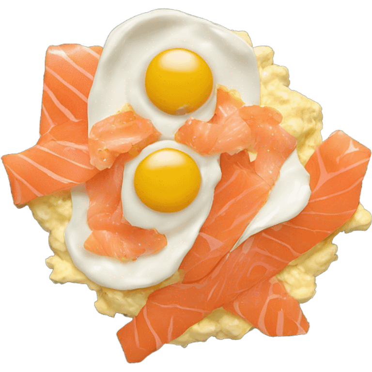 Scrambled eggs with smoked salmon on plate emoji