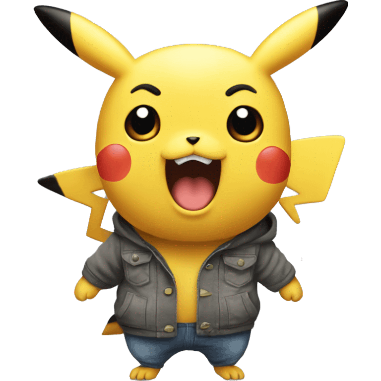 a singular surprised pikachu, in the style of a cartoon targeted towards grown men, realistic emoji