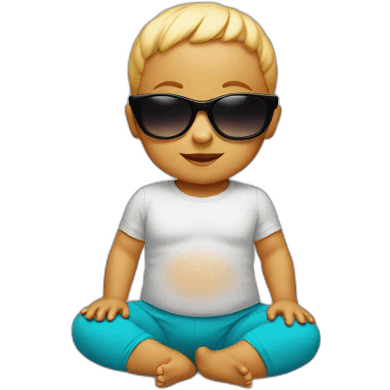 Baby yoga with black sunglasses emoji