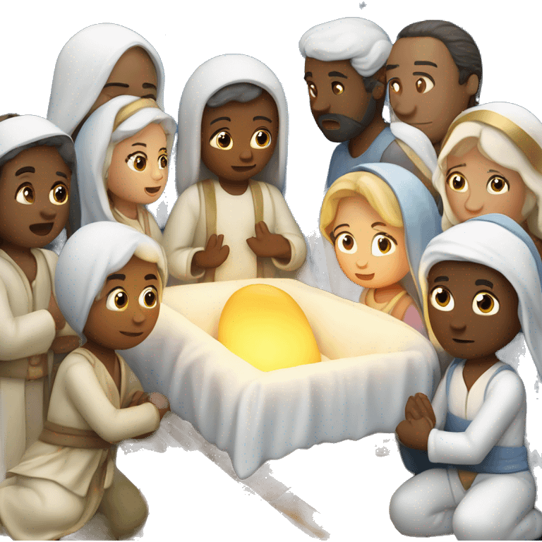 a white traditional Christian nativity scene emoji