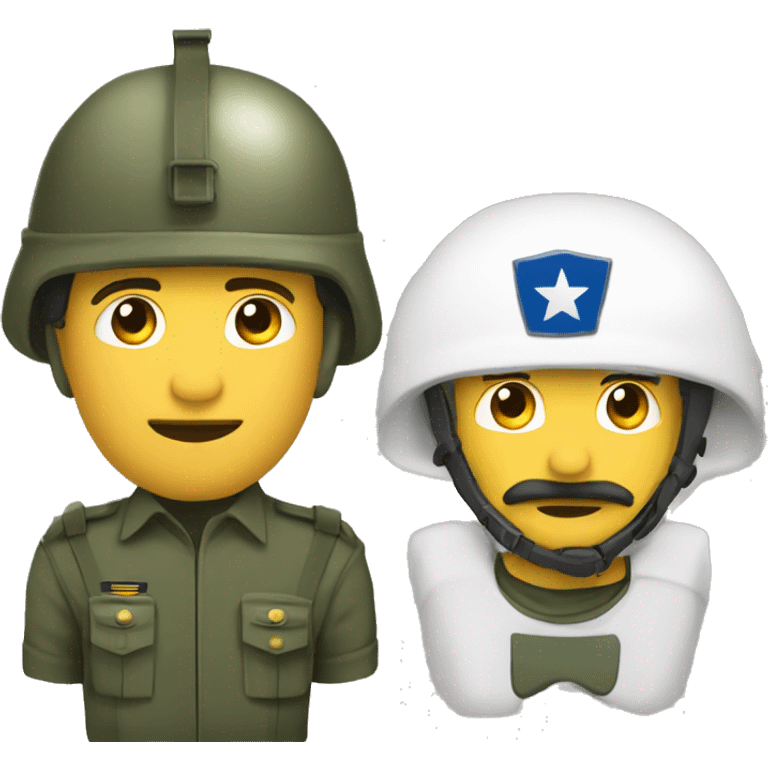 pasamontañas y casco militar  emoji