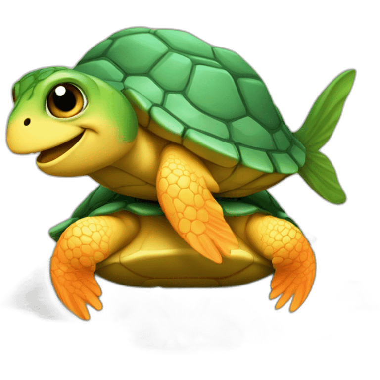 Poisson sur une tortue emoji