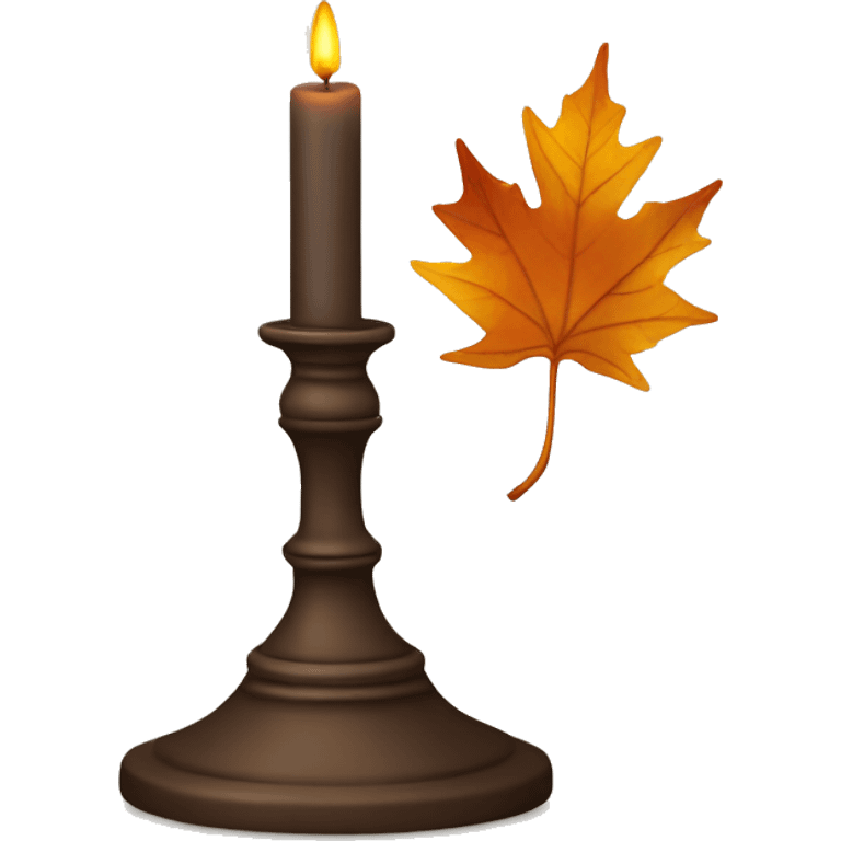 Candle stick with fall leaf emoji