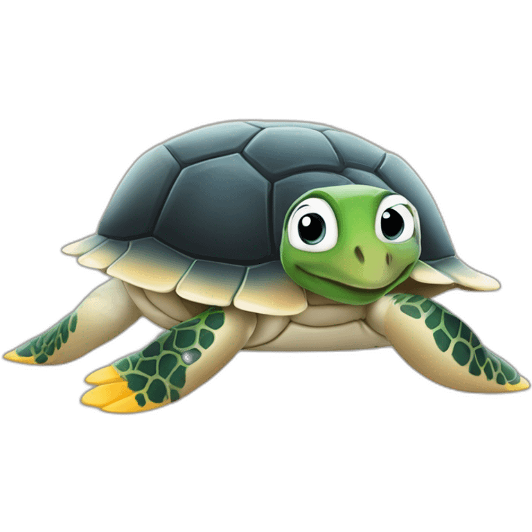 Pingouin sur une tortue emoji