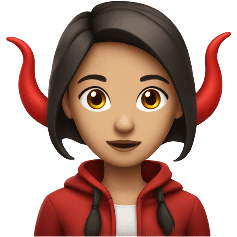 brunette girl with devil horns emoji