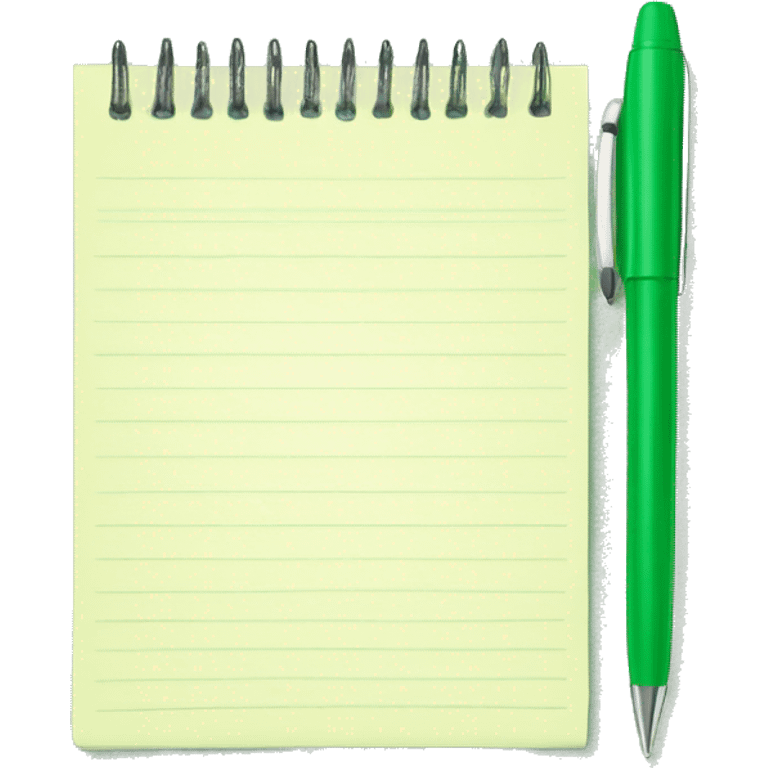 A pen and a green notepad emoji