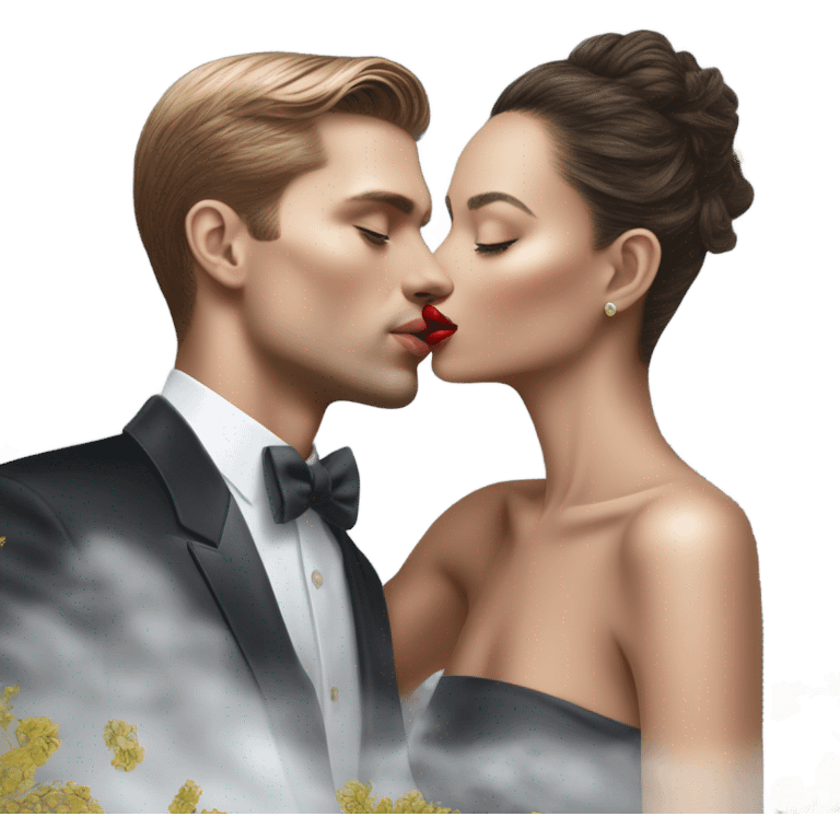 Hyper Realistic beautiful dior model kissing a handsome male model  emoji