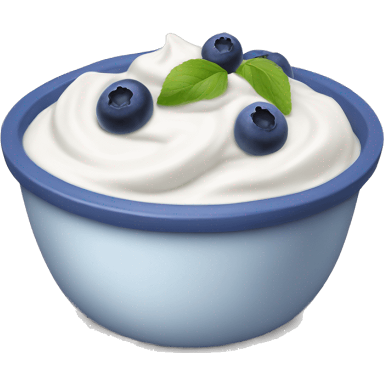 A bowl of yogurt with blueberry on top  emoji