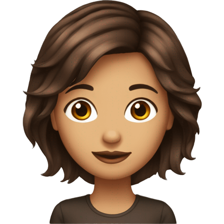 Una chica con cabello marron oscuro y media cola emoji