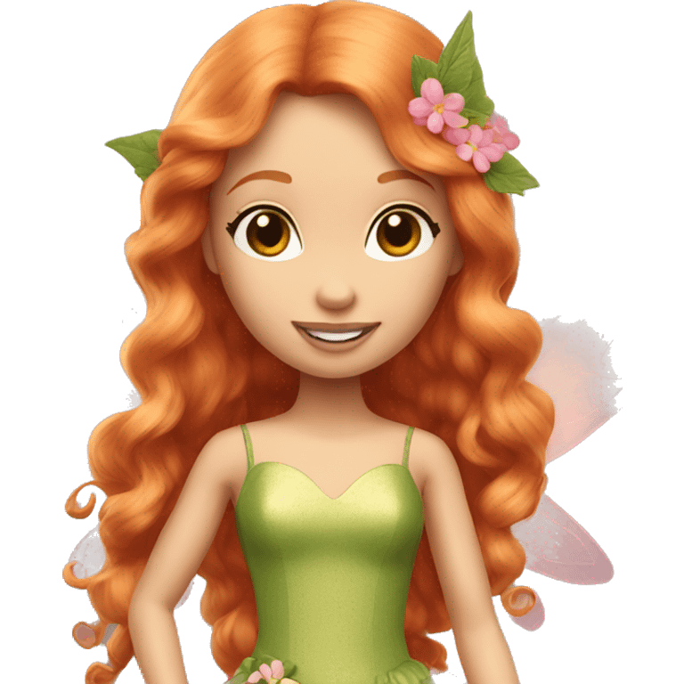 Beautiful ginger Barbie fairy emoji