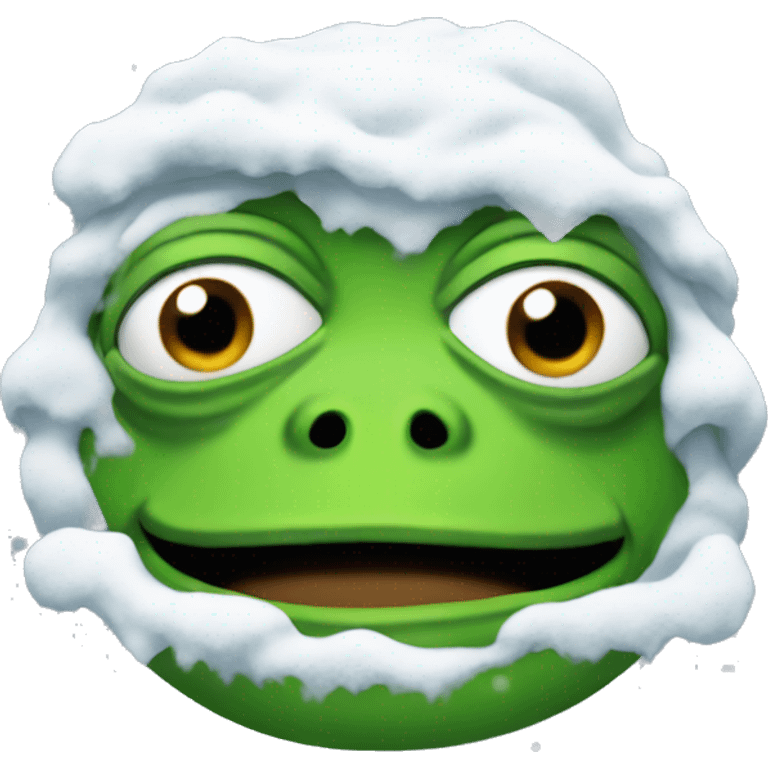 pepe the frog covered in snow emoji