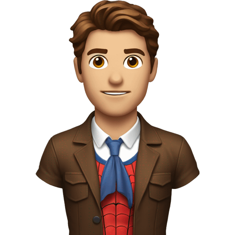 handsome brown hair spiderman torso emoji