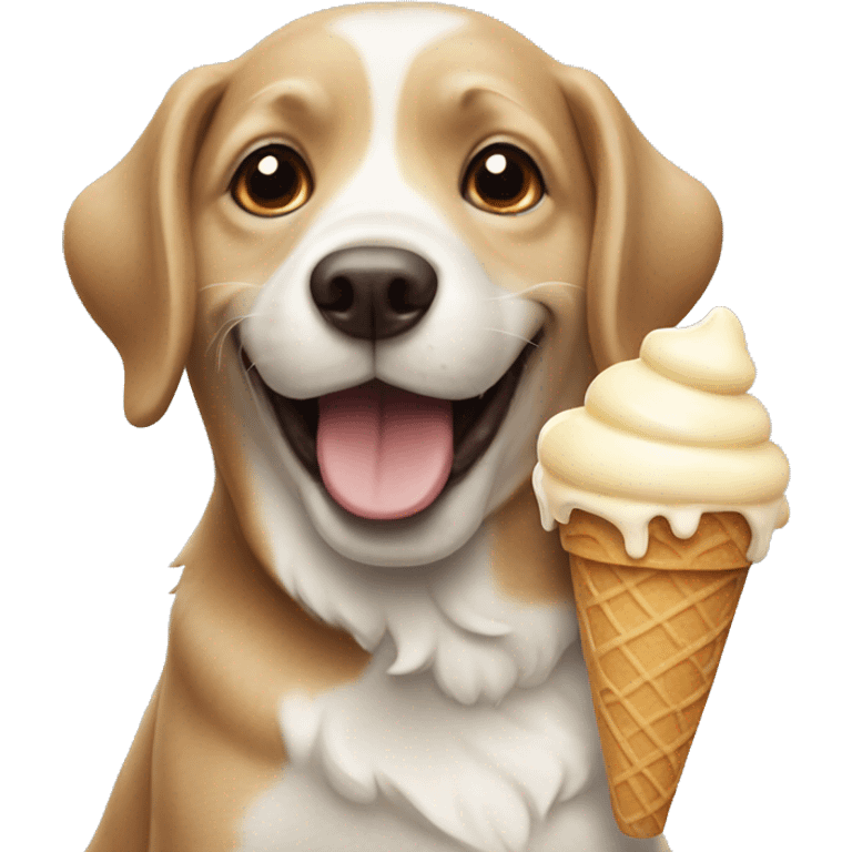 happy dog with ice cream emoji