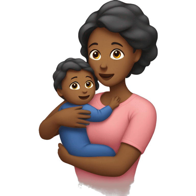 Mom holds the baby in her arms facing each other emoji