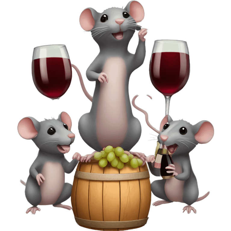 three rats with wine emoji