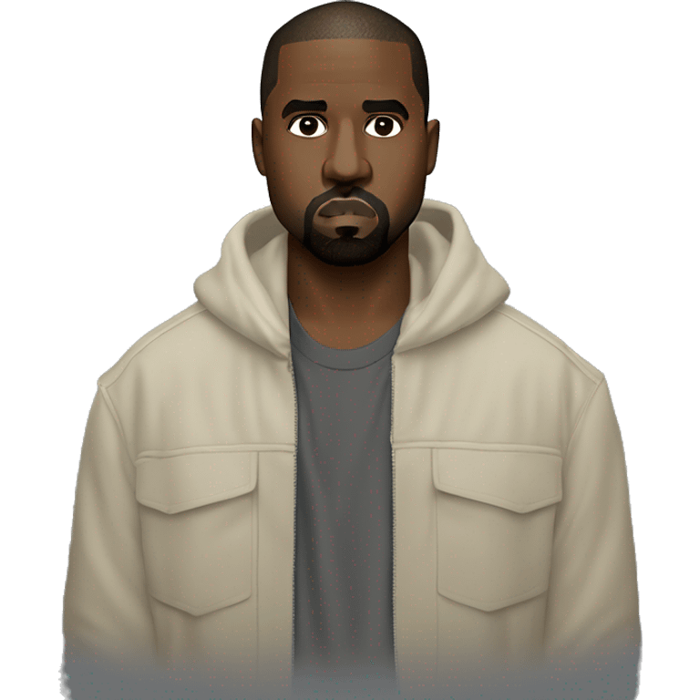 Iconic-style Candid Likeness Kanye West:  A bold, trend-setting icon with intense gaze, minimalist attire, and signature confidence. Known for his unapologetic stance and visionary energy, always pushing boundaries. emoji