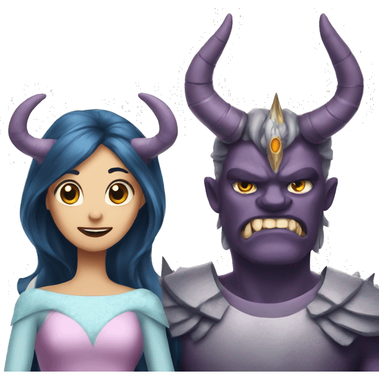 a princess and a monster with horns emoji