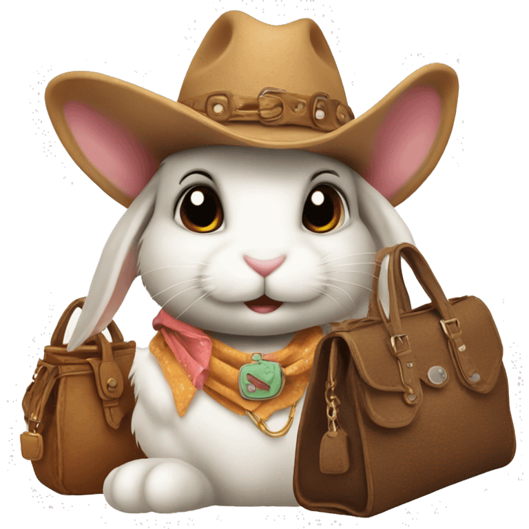  A bunny rabbit with a cowgirl hat on with a handbag emoji