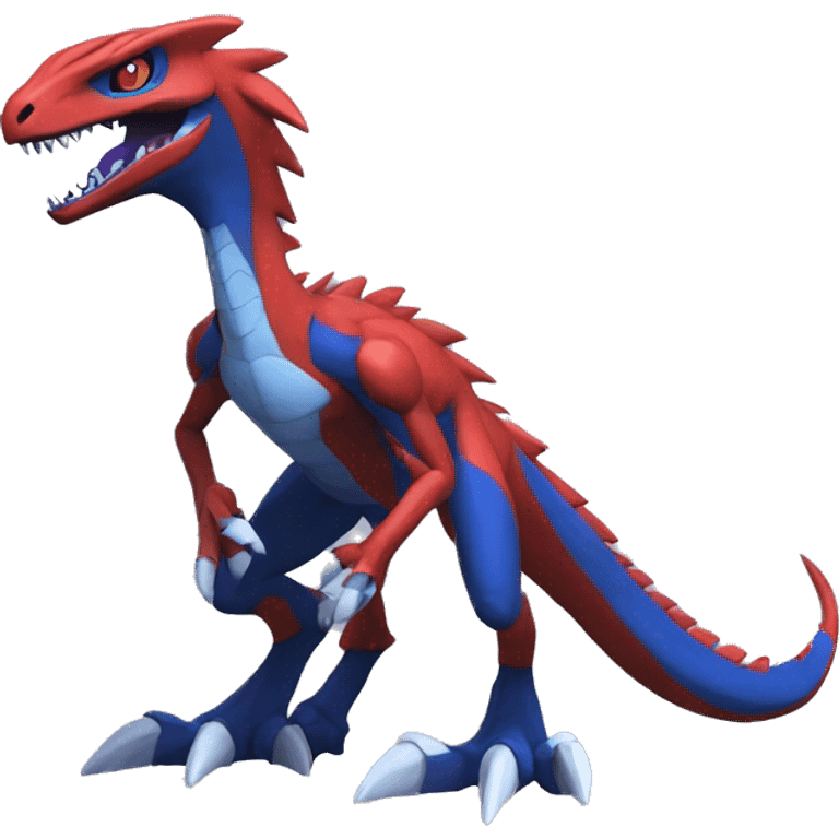  Cool Edgy Red Blue Digimon-Fakemon-Guilmon-Velociraptor-Dragon full body emoji