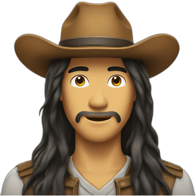 indonesian-guy-long-hair-big-cowboy-hat emoji