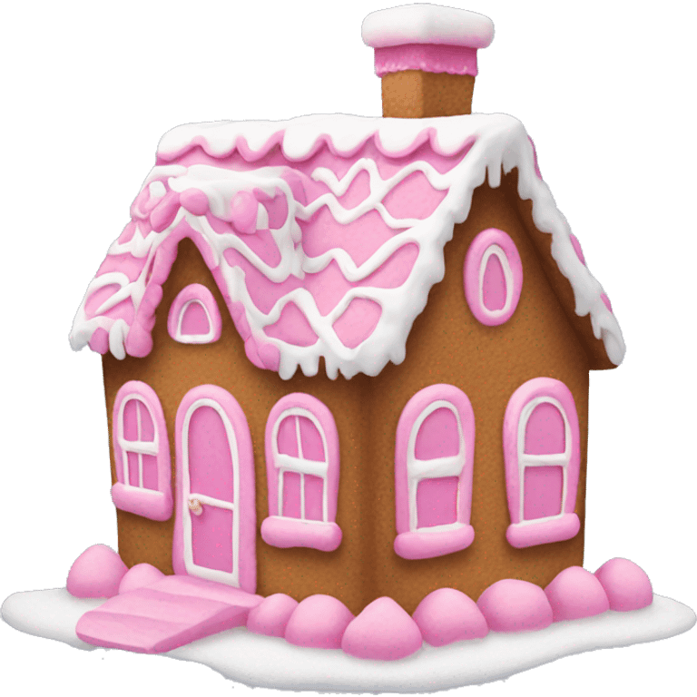 Pink gingerbread house emoji