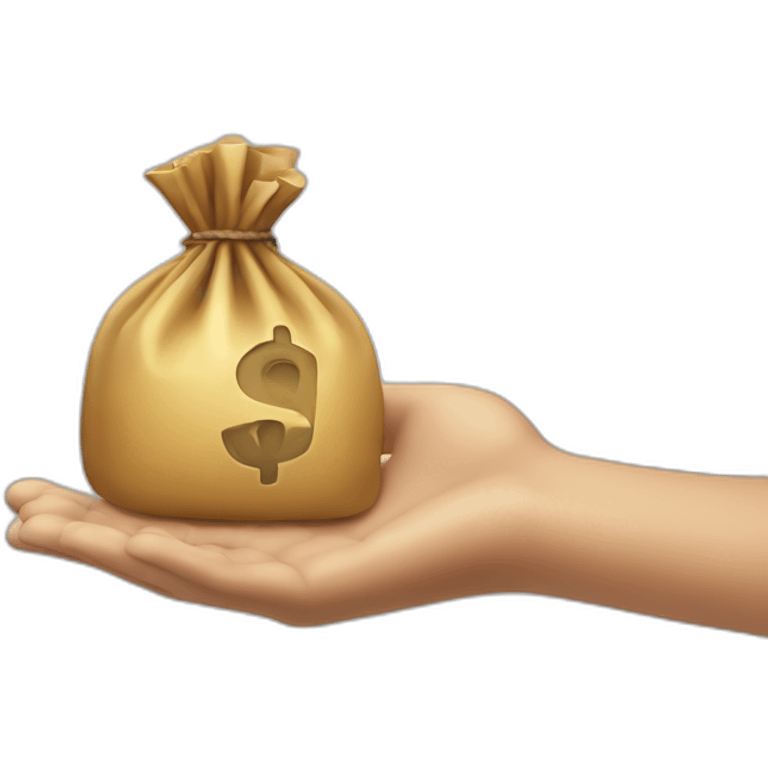 outstretched hand receiving a moneybag emoji