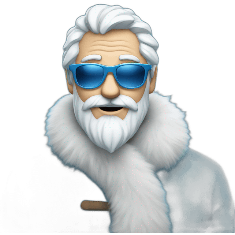 cool Father Frost in sunglasses glasses in a blue fur coat emoji