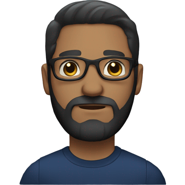 man with dark straight blonde hair, beard, with dark brown eyes, black glasses, and dark blue shirt emoji