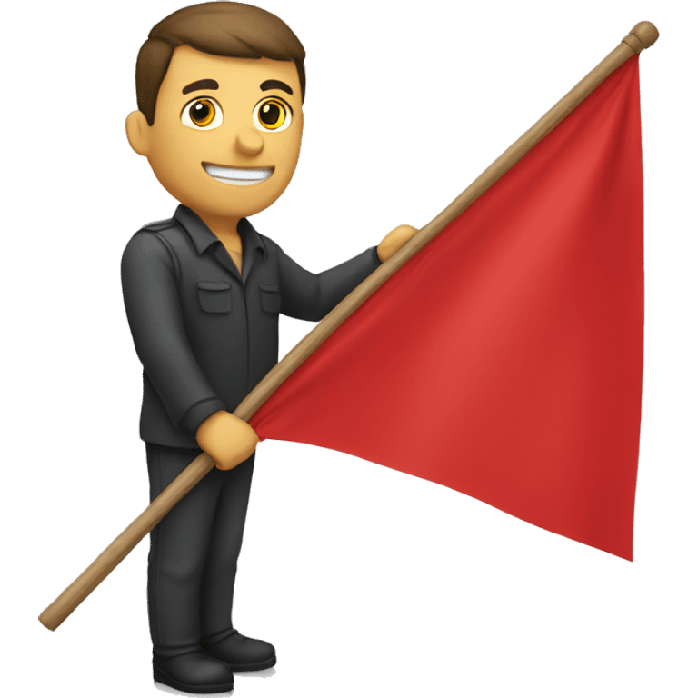 Man holding red flag emoji