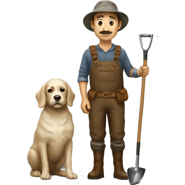 truffle hunter with shovel and dog emoji