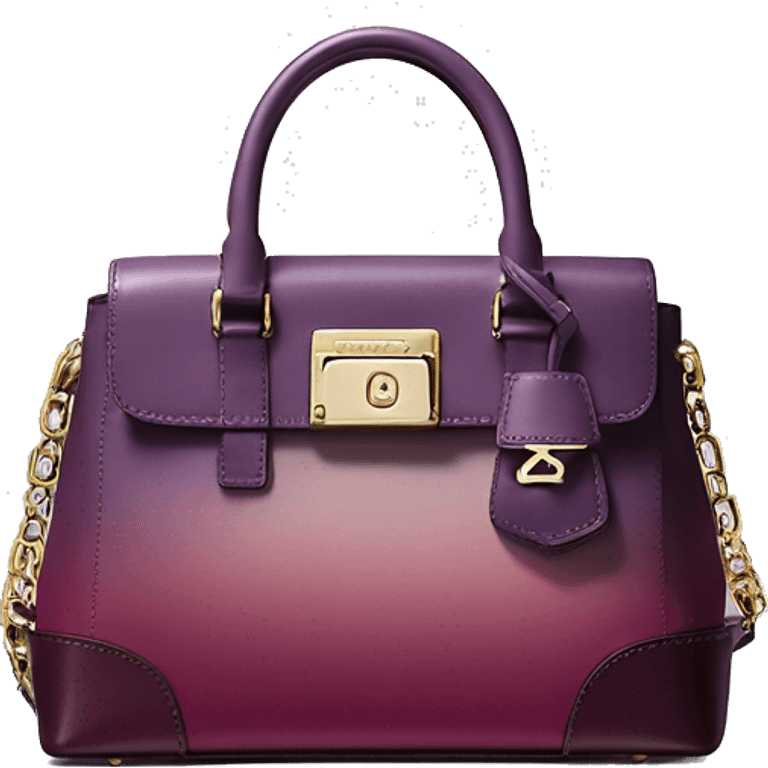 Realistic isolated plum purple to wine color ombre michael kors satchel purse without a strap.  emoji