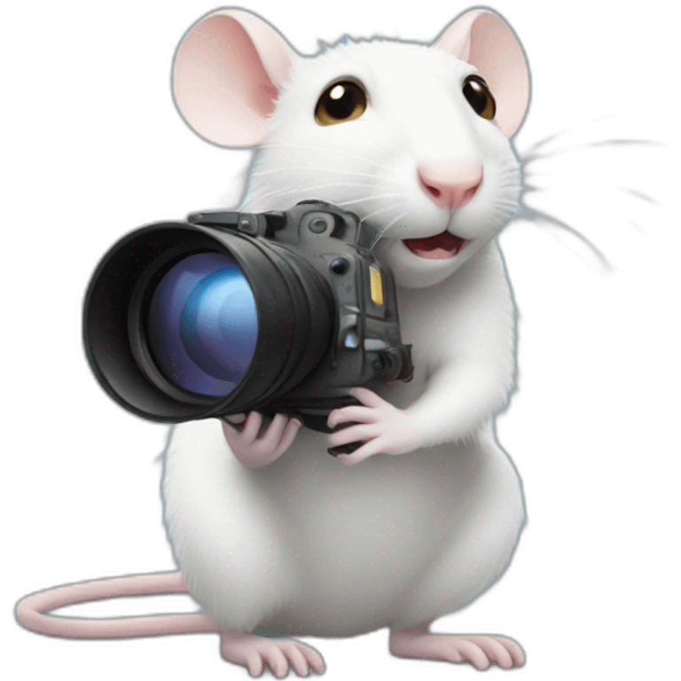 white rat filming a movie emoji