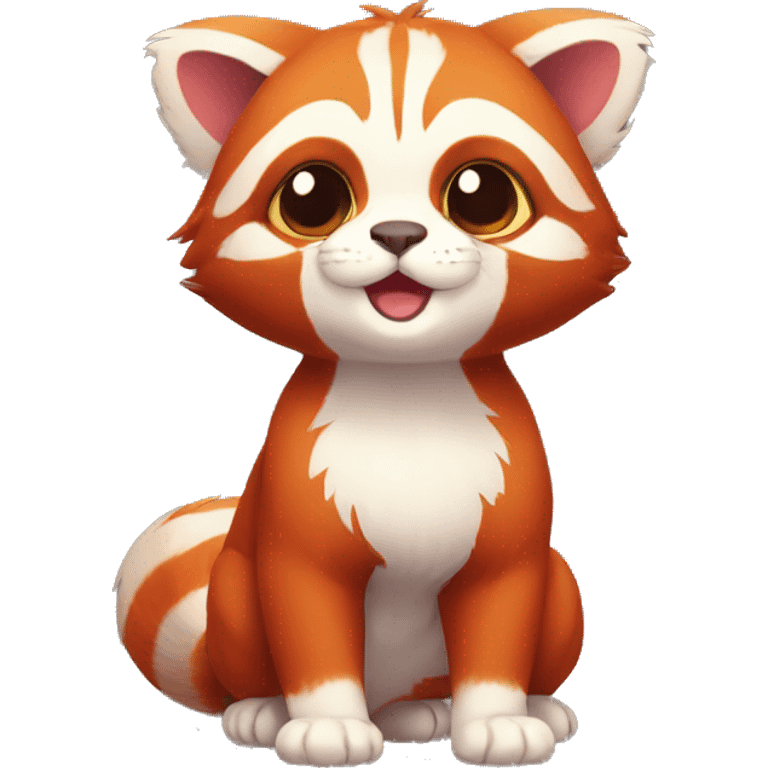 cute red-panda-cat-hybrid full body emoji